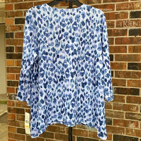 Alfred Dunner Top Blue Animal Print Montana Sky - Picture 10 of 15
